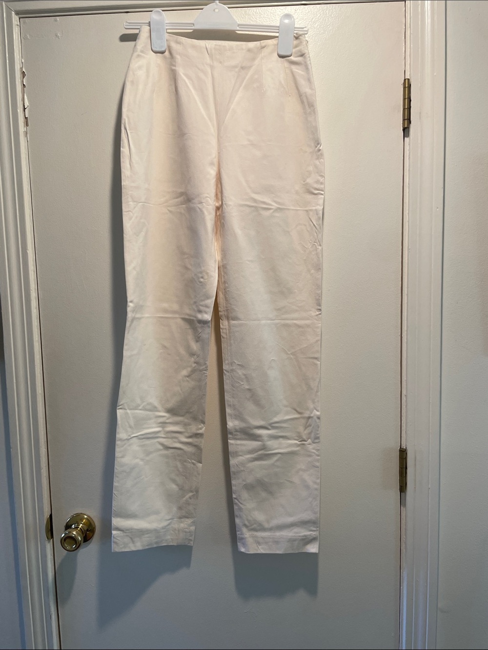 Piazza Sempione Marion Side Zip Cream Straight-Leg Chinos